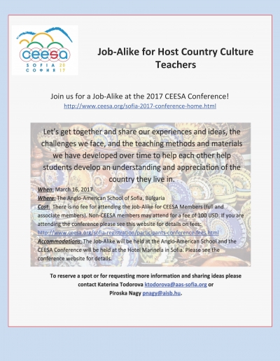 Host Country Culture Teachers Job-Alike